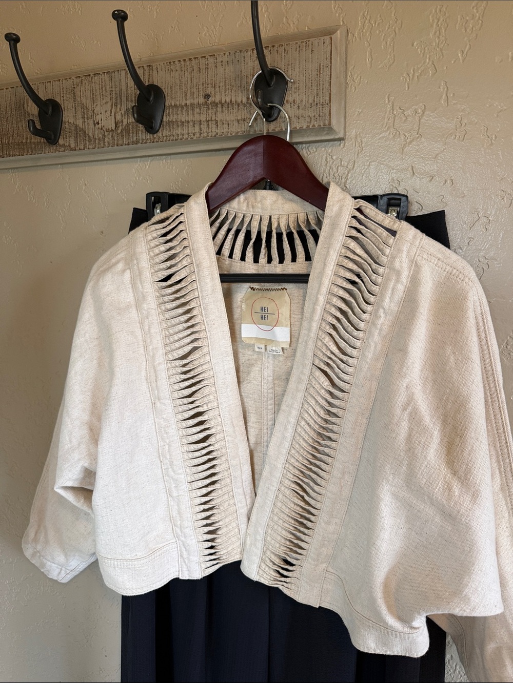 Anthropologie Hei Hei Cotton Linen Cocoon Jacket Thick XS S - Picture 3 of 4